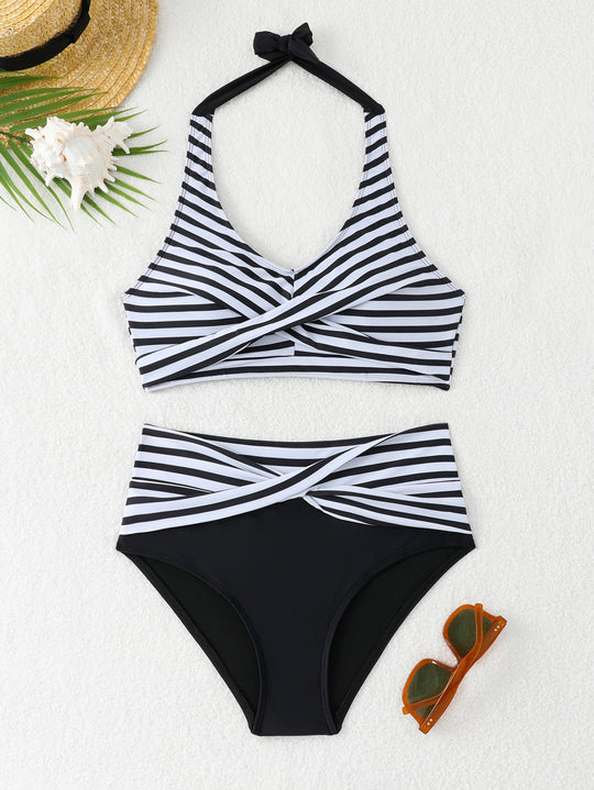 Damen Sportliches Bikini-Set mit hochgeschnittenem Bund R&B