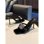 Damen elegante Slipper mit funkelndem Schmuckdetail R&B