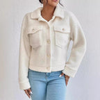 Damen Kuschelige Fleecejacke im stylishen Design mit Taschen R&B