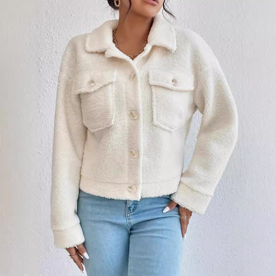 Damen Kuschelige Fleecejacke im stylishen Design mit Taschen R&B