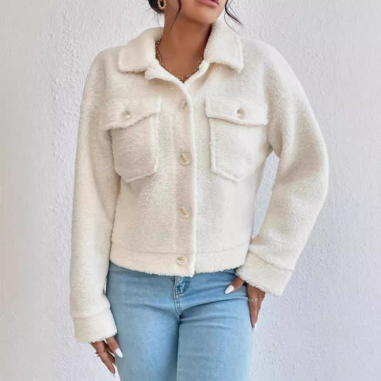 Damen Kuschelige Fleecejacke im stylishen Design mit Taschen R&B