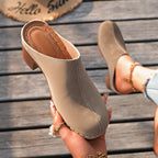 Damen Casual Clogs mit komfortablem Absatz und edlem Wildleder R&B