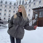 Damen Wattierte Jacke mit Kapuze und seitlichen Taschen R&B