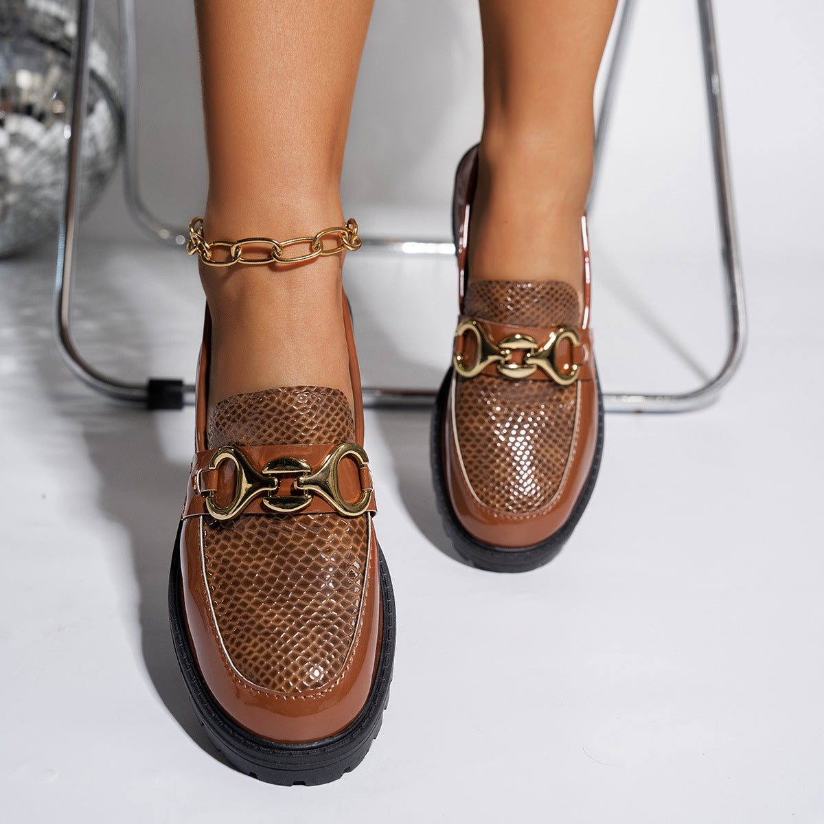 Damen Modische Loafers im Biker-Stil R&B