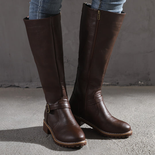 Damen Modische Stiefel mit eleganter Schnalle und robustem Profil R&B