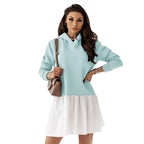 Damen Hoodie-Kleid mit modischem Rüschensaum R&B