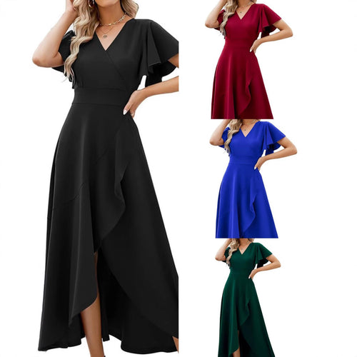 Damen Elegantes Maxikleid mit fließendem Rock und Rüschendetails R&B