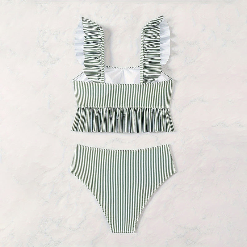 Damen Bikini-Set mit Rüschendetails und hoch tailliertem Slip R&B