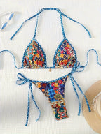 Damen Triangel-Bikini-Set mit floralem Muster R&B