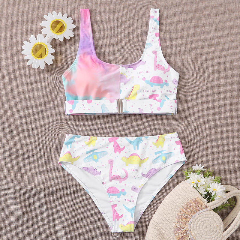 Damen Bunt bedruckter Bikini mit sportlichem Schnitt und breiten Trägern R&B