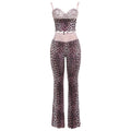 Damen Erotik Jumpsuit mit Leopardenmuster und spitzen Trägern R&B