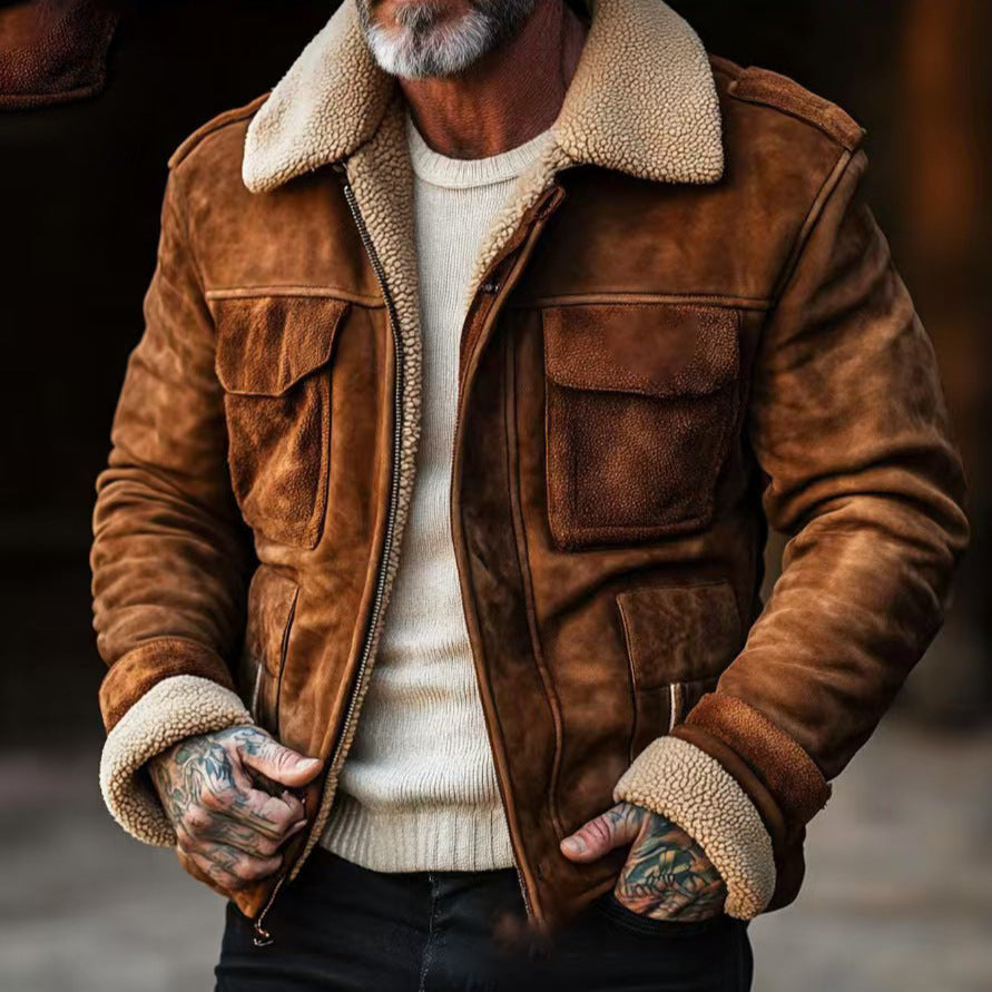 Herren jacke mit warmem Sherpa-Futter und praktischen Taschen R&B