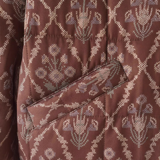 Damen gesteppte Übergangsjacke mit floralem Design und praktischen Taschen R&B
