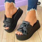 Damen Wedge-Pantoletten mit stilvollem Knotendesign und rutschfester Sohle R&B