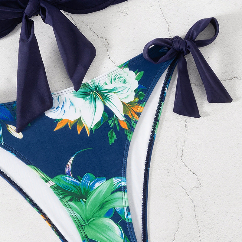 Damen Bikini-Set mit modischen Bindebändern und floralem Design R&B