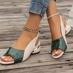 Damen Elegante Slingback-Sandaletten mit modischem Kork-Design und schimmerndem Absatz R&B