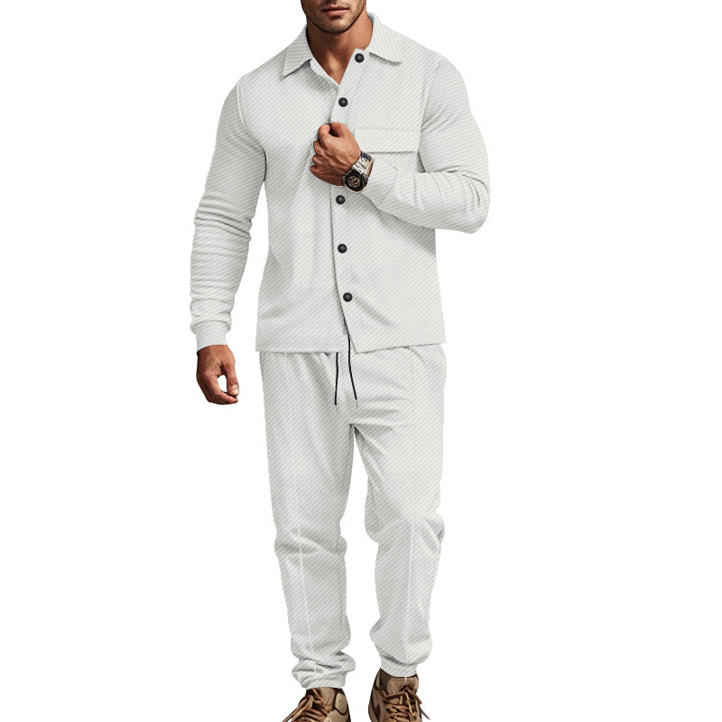 Herren lässiger Freizeitanzug mit feiner Struktur und praktischen Taschen R&B