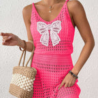 Damen Netz-Strandkleid mit großer Schleifen-Applikation R&B