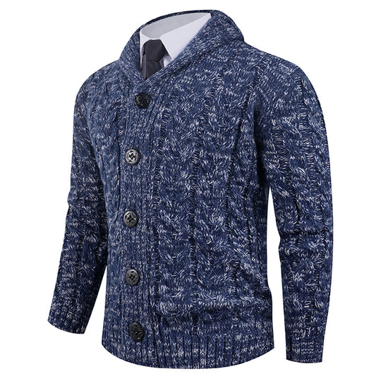 Herren Strickjacke mit Zopfmuster und schickem Schalkragen R&B
