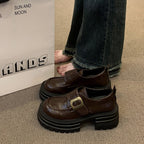 Damen modische Chelsea-Boots mit robustem Plateau und stylischer Schnallenverzierung R&B