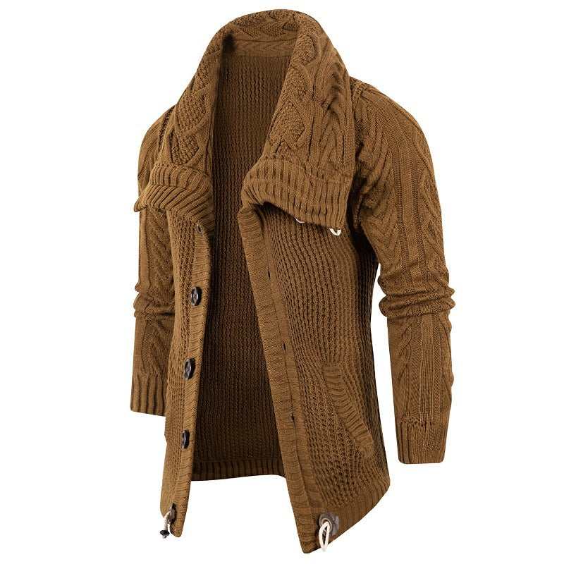 Herren Strickjacke mit Schalkragen und Holzknöpfen R&B