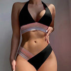 Damen Bikini-Set mit modernem V-Ausschnitt und breitem elastischem Bündchen R&B