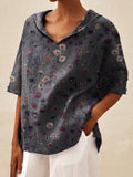 Damen Lässige Bluse mit floralem Muster und modernem Kragen R&B