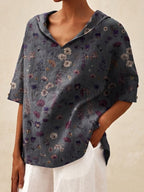 Damen Lässige Bluse mit floralem Muster und modernem Kragen R&B