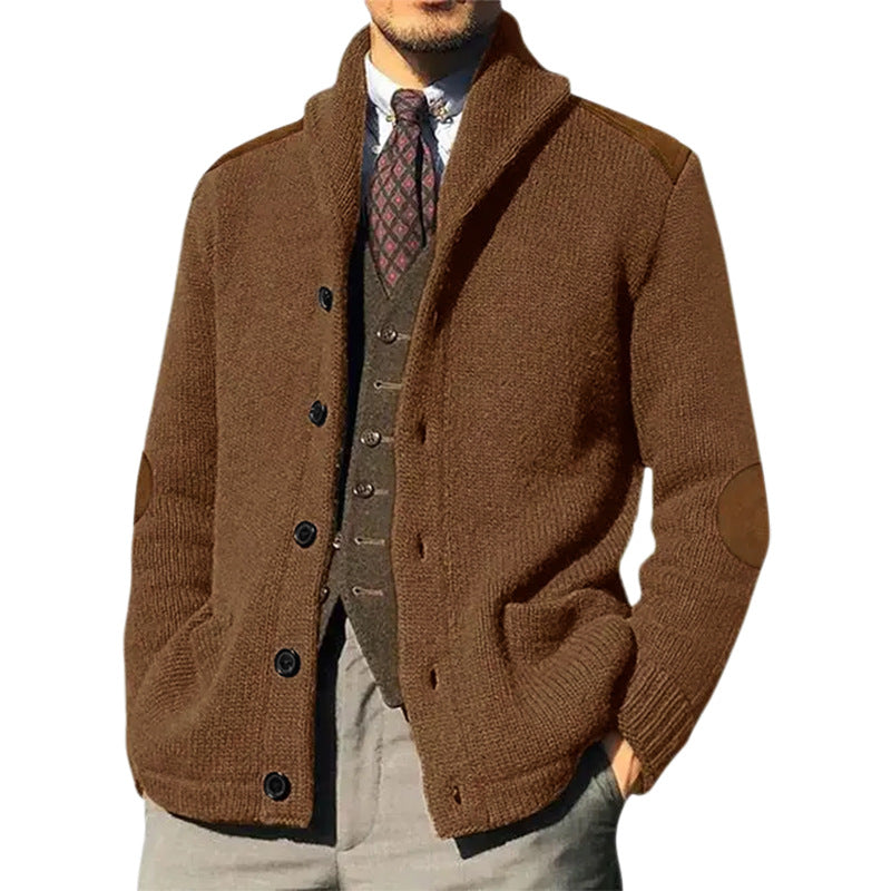 Herren Strickjacke mit klassischem Schalkragen und eleganten details R&B