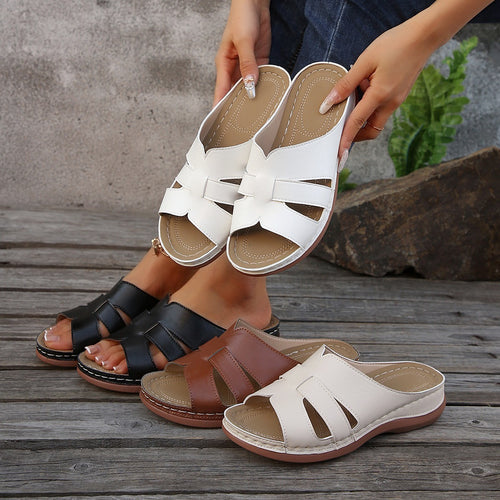 Damen bequeme Clogs mit offenem Zehenbereich und elastischen Bändern R&B