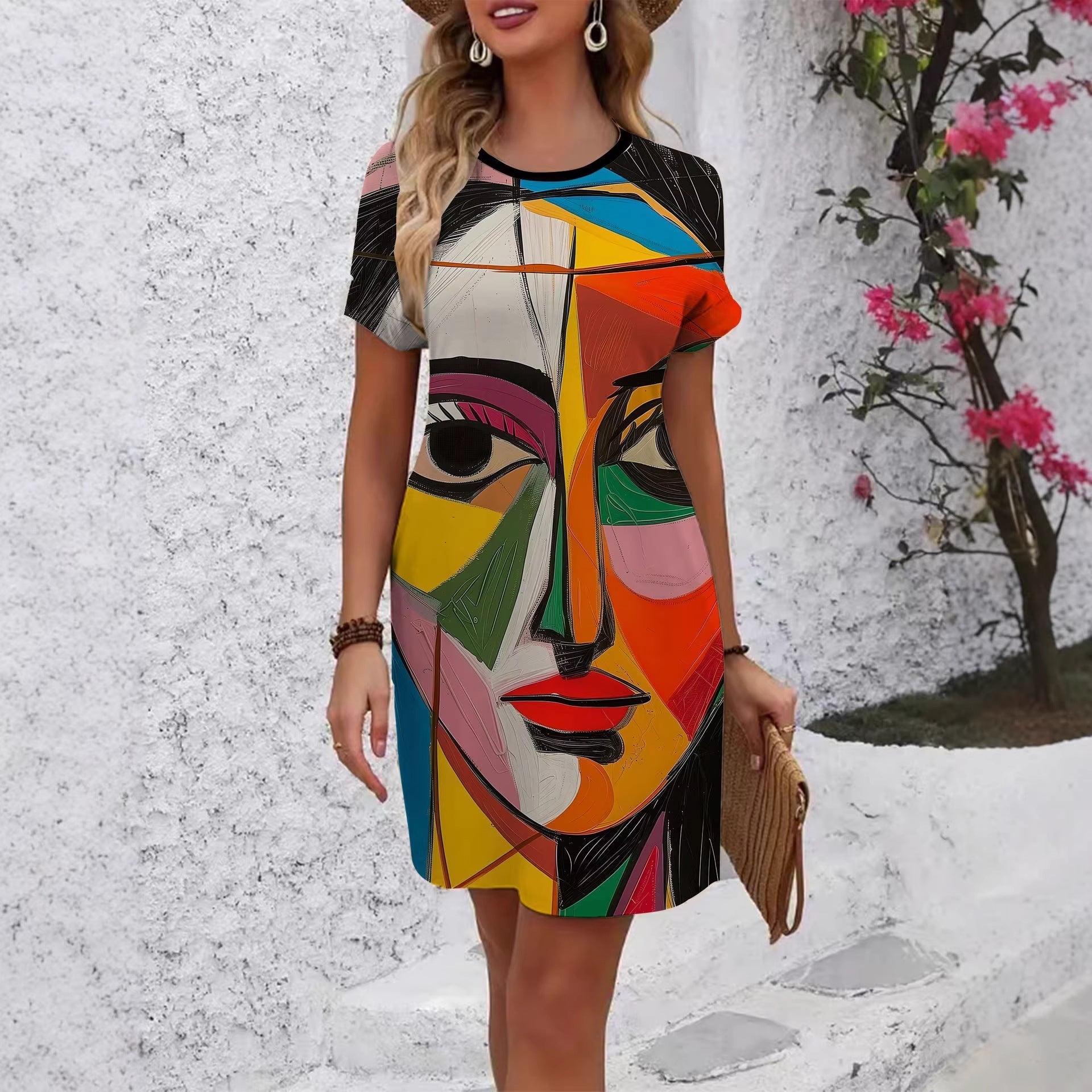 Damen T-Shirt Kleid mit floralem Design und bequemem Schnitt EB