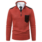 Herren eleganter Strickpullover mit Kragen und Taschen R&B