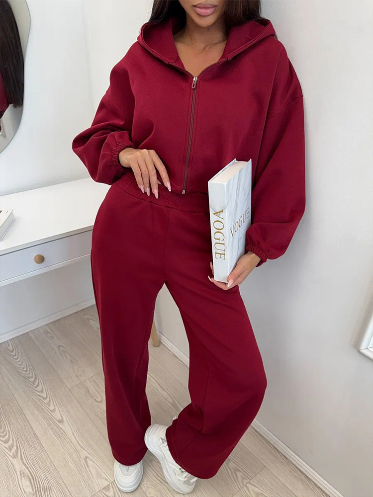 Damen lässiges Lounge-Set mit Hoodie und weiten Hosen R&B
