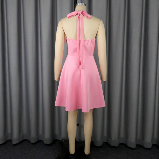 Damen elegantes Midikleid mit floraler Applikation und asymmetrischem Bund R&B