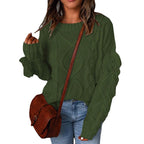 Damen Grobstrickpullover mit überschnittenen Schultern und elastischen Bündchen R&B