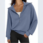 Damen lässiger Sweatpullover mit hohem Kragen und Reißverschluss R&B