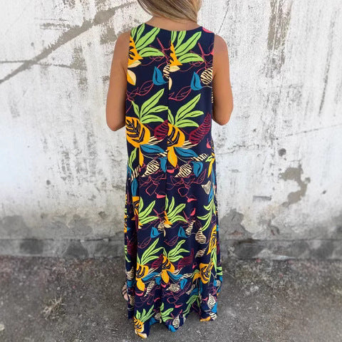 Damen Sommerliches Maxikleid mit buntem Tropenmuster R&B