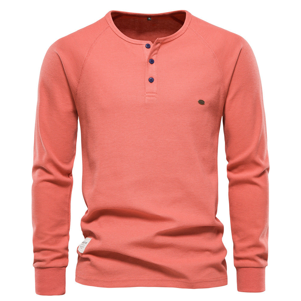 Herren Langarm-Henley-Shirt mit strukturierter Oberfläche und modischer Knopfleiste