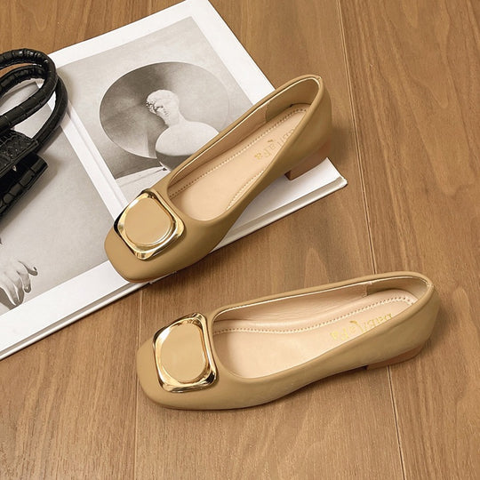 Damen elegante Ballerinas mit modischem Quadratverschluss R&B