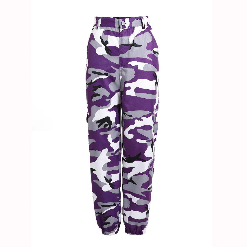 Damen Cargohose im modernen Camouflage-Design mit elastischem Bund und praktischen Taschen R&B