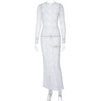 Damen Spitzenabendkleid mit elegantem Rückenausschnitt und langem Arm R&B