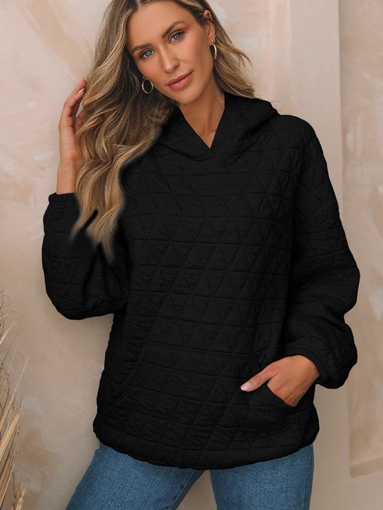 Damen Kapuzenpullover mit strukturiertem Steppmuster und praktischen Taschen R&B