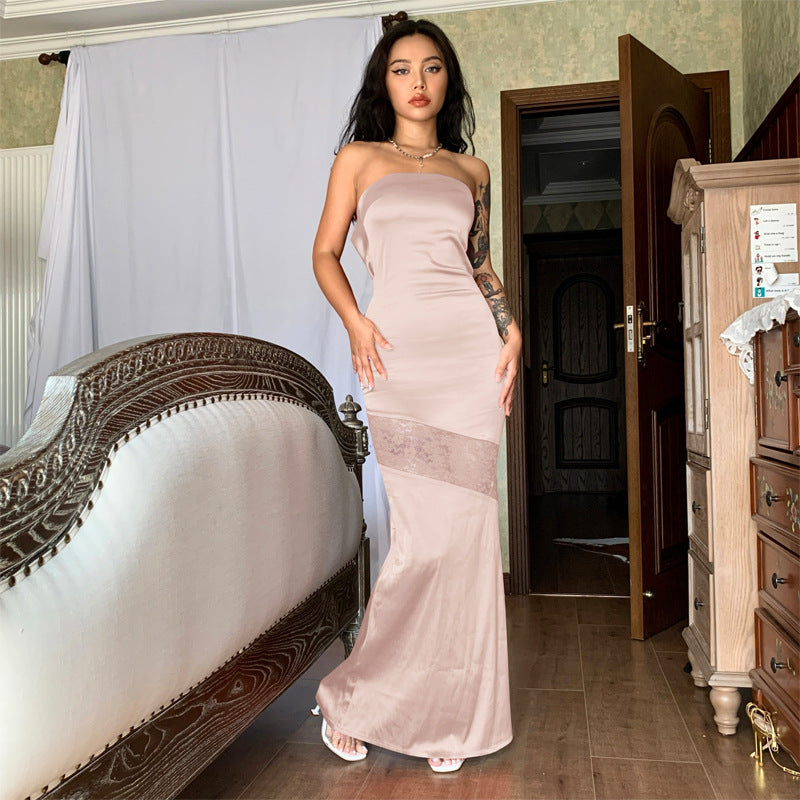Damen Elegantes Abendkleid mit transparenten Einsätzen R&B