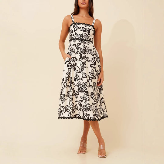 Damen Maxikleid mit floralem Design und praktischen Taschen R&B