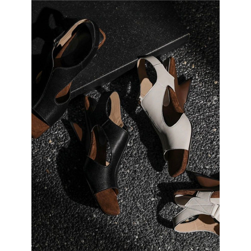 Damen elegante Open Toe Sandalen mit Blockabsatz R&B