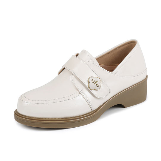 Damen Mokassins mit elegantem Riemen und dämpfendem Blockabsatz R&B