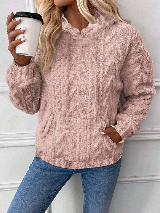 Damen Kapuzenpullover aus kuscheligem Material mit eingearbeitetem Beuteltaschen R&B
