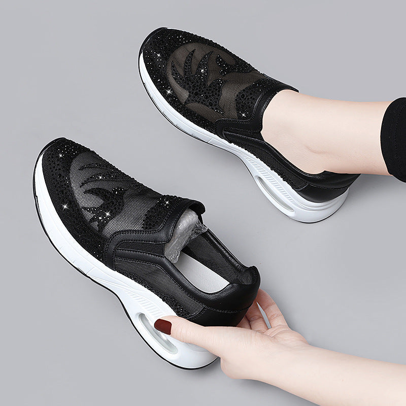 Damen Modische Mesh-Sneakers mit Glitzerakzenten R&B