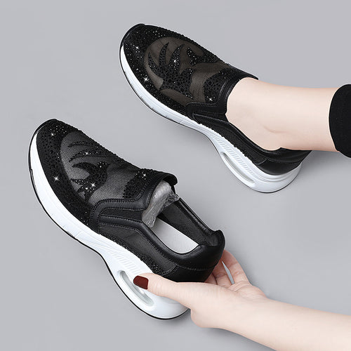 Damen Modische Mesh-Sneakers mit Glitzerakzenten R&B