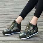 Damen Sportliche High-Top Sneakers mit Camouflage-Design und rutschfester Sohle